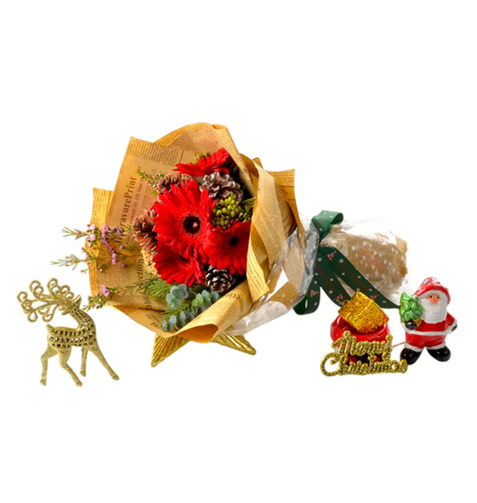 Radiant Christmas Red Gerbera Bouquet