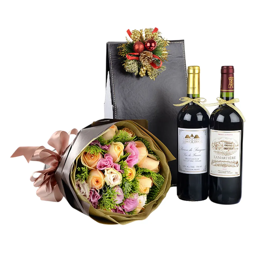 Wine & Flower Christmas Surprise