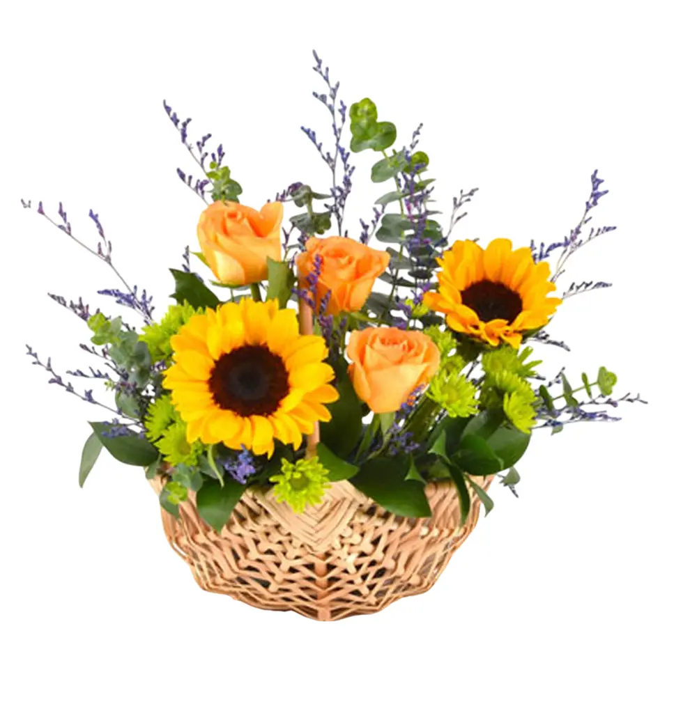 Bright Floral Basket Gift
