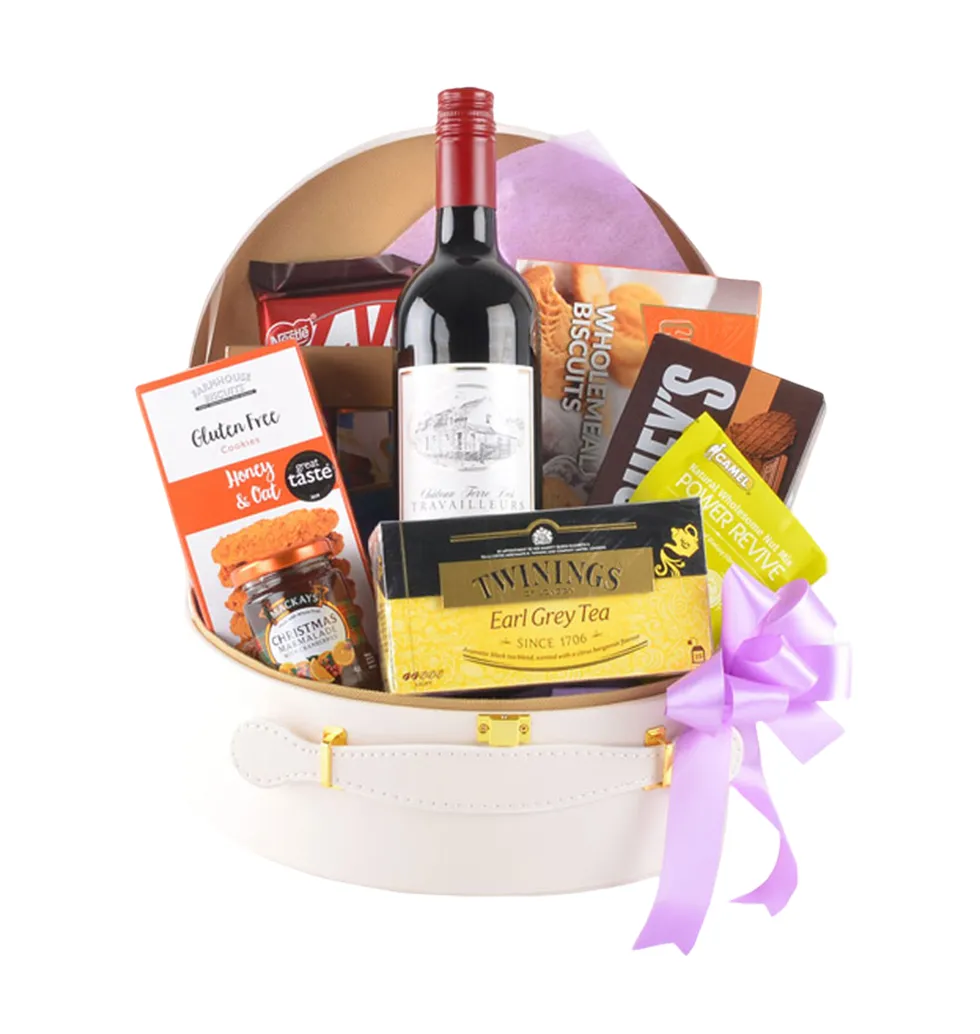 Indulgent Wine and Treats Basket