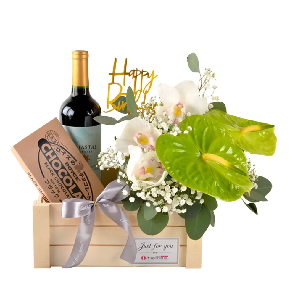 Indulgent Wine and Floral Gift